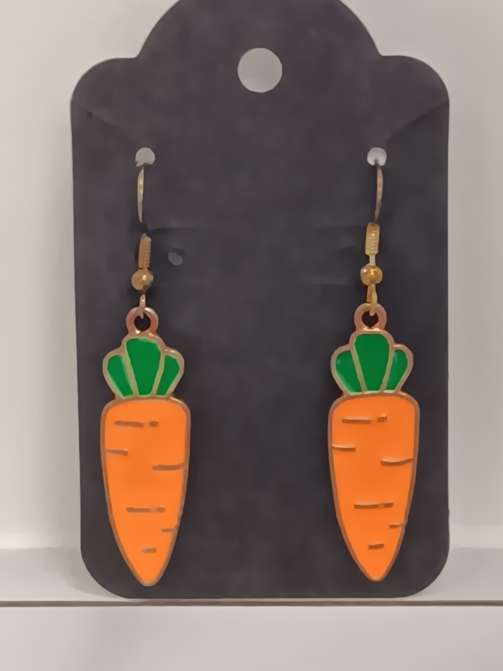 Handmade Cute Carrot Dangle/Drop Earrings - Orange & Green